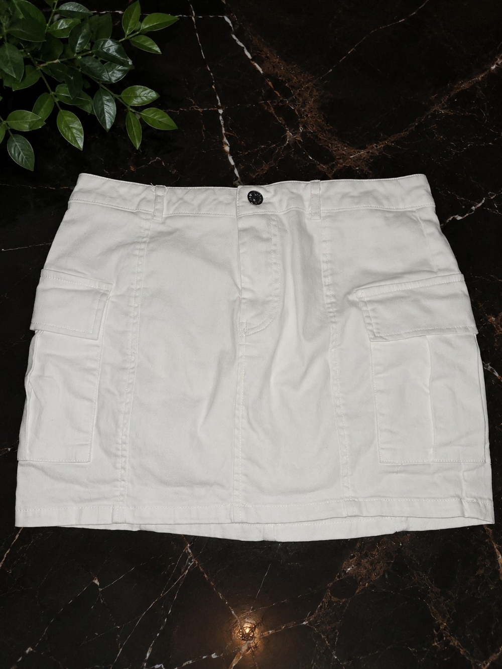 Lulu's White Button-Front Mini Skirt with Cargo Pockets